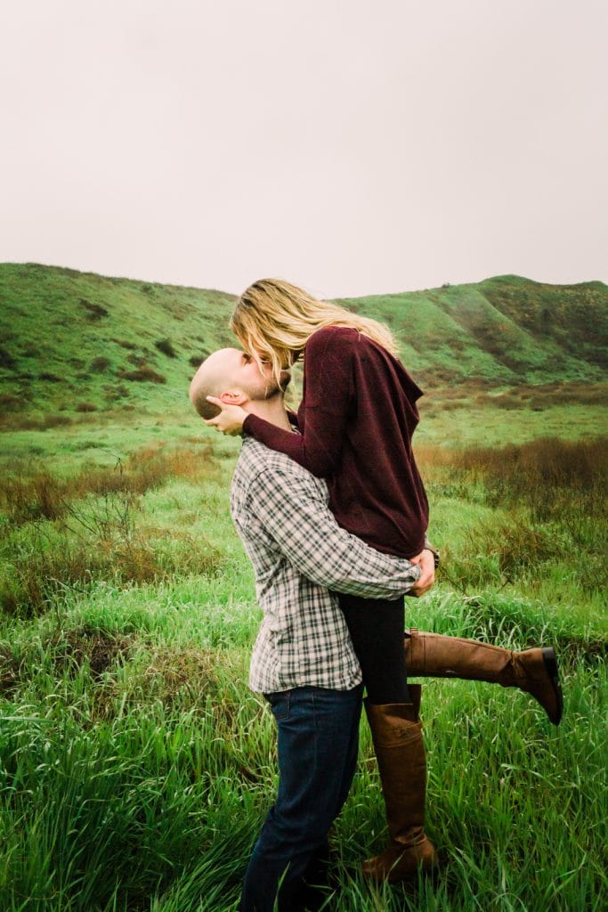 redlands engagement in the rain