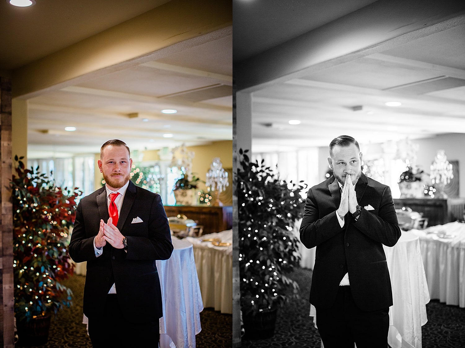 Grooms reaction at a weddingThe-villa-wedding-orange-county-wedding-elegant-wedding-micro-wedding-southern-california-wedding-photographer