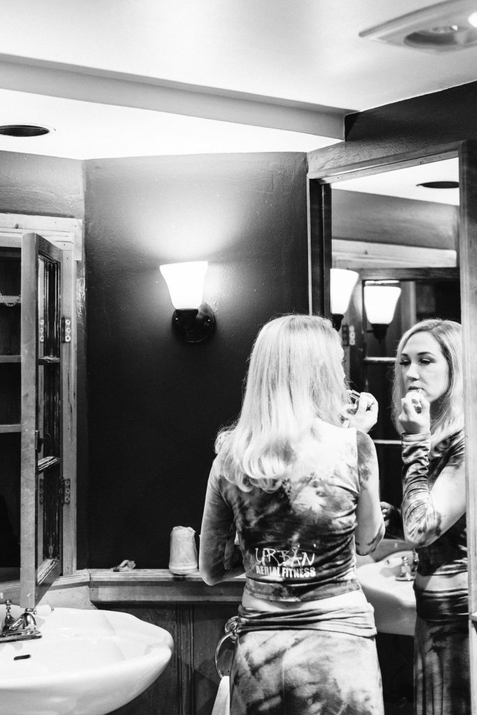 Bride getting ready at Pine Rose Cabins