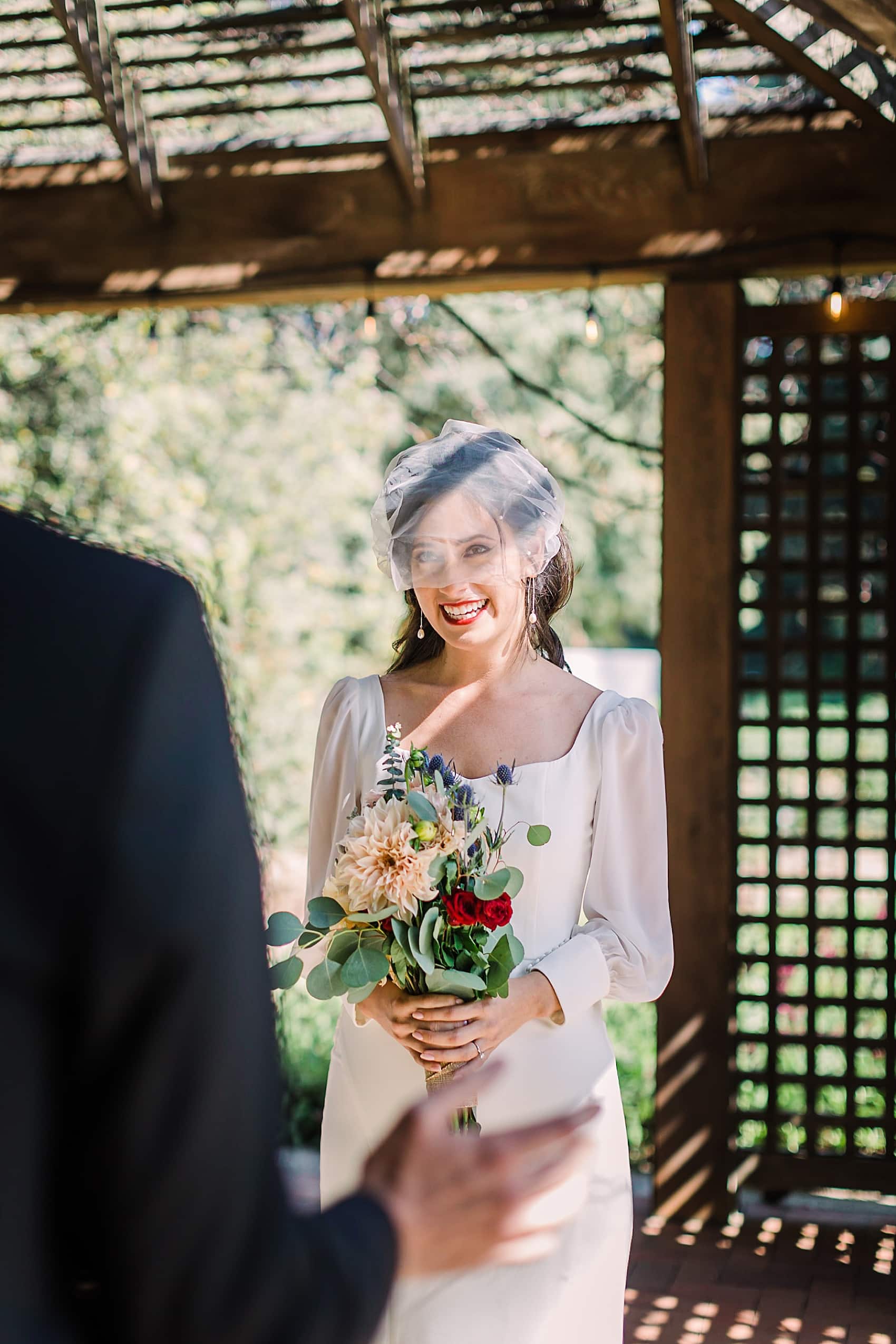 Bride in California Botanic Garden wedding