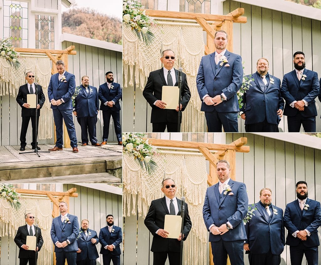 Groom seeing bride walk up the aisle