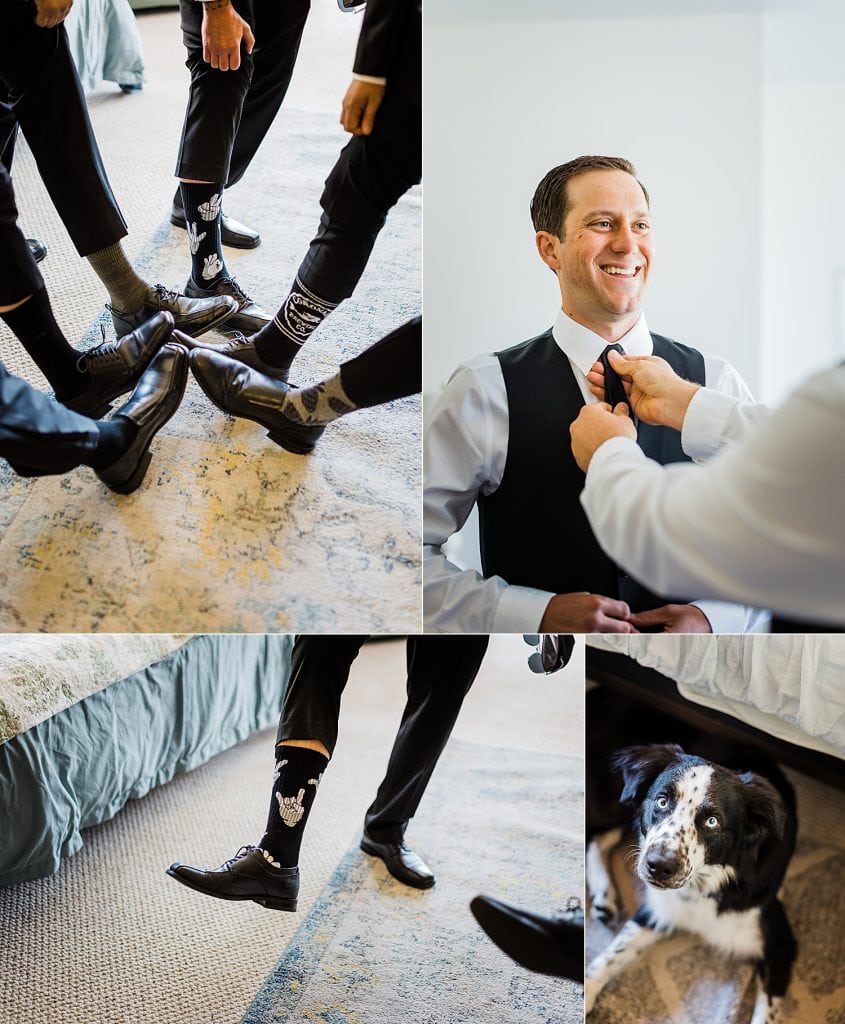 Groom getting ready