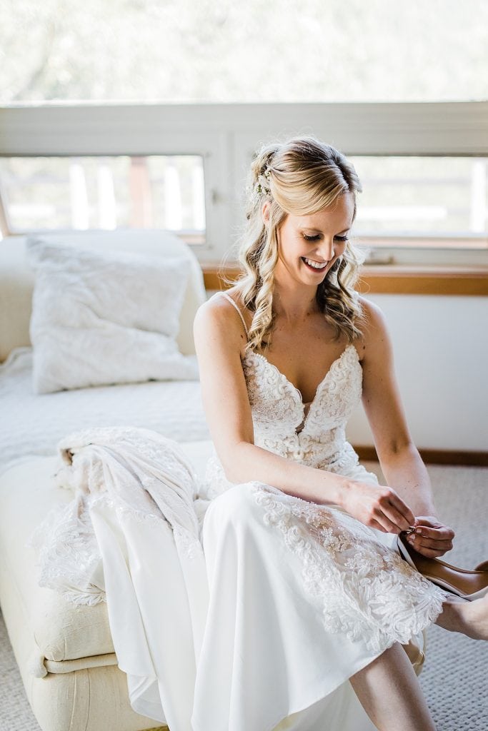 Bride getting ready at Idyllwild wedding