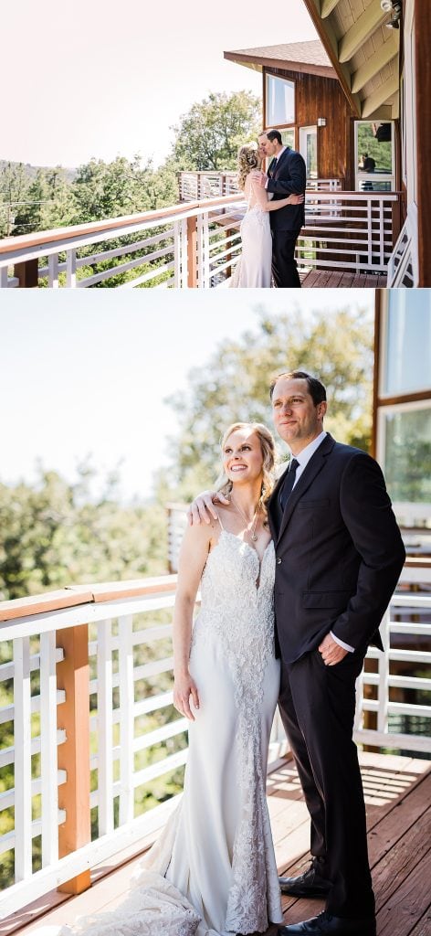 First look Idyllwild pine cove wedding