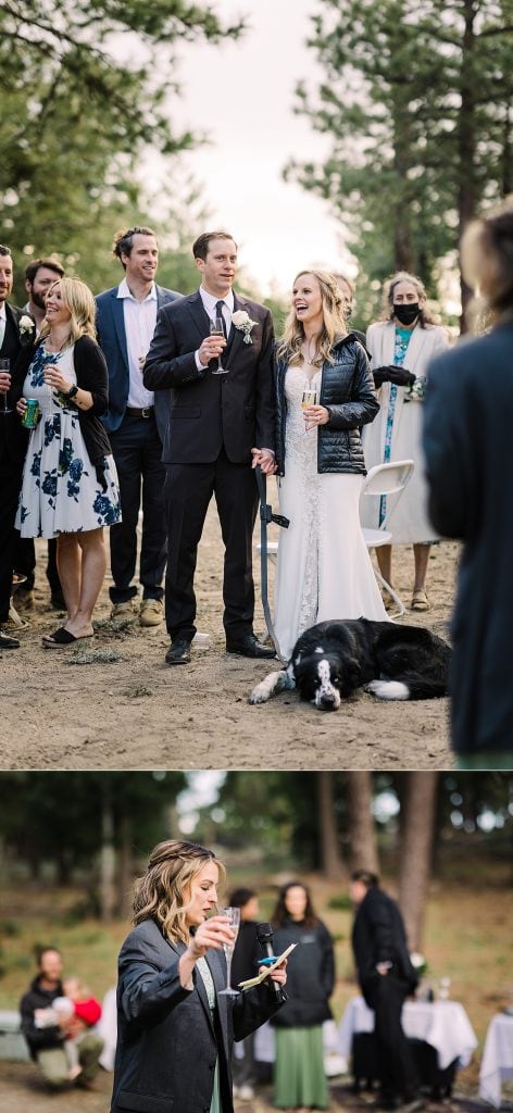 Champagne toast Idyllwild wedding reception