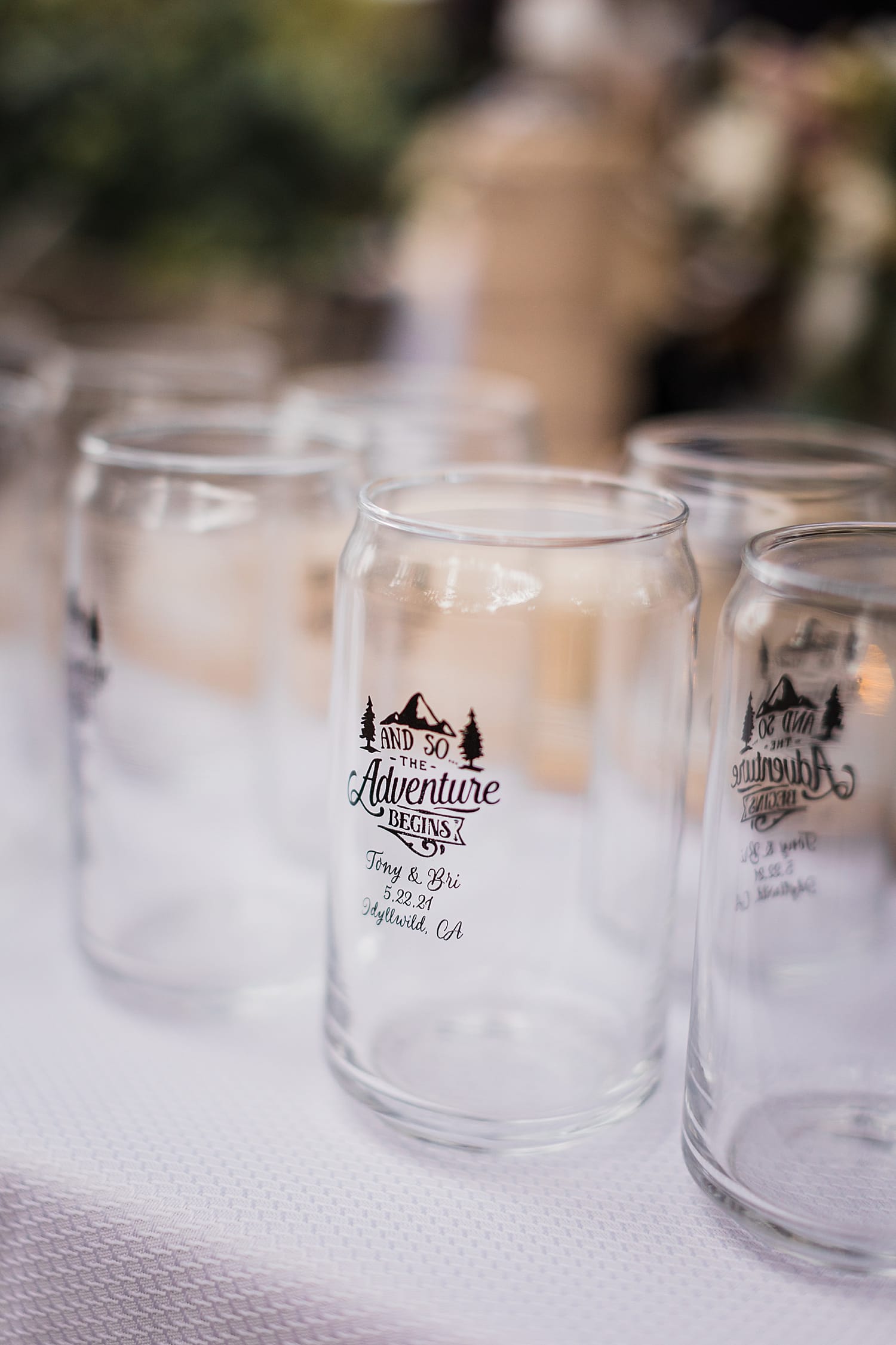 Wedding favors adventure beer glasses