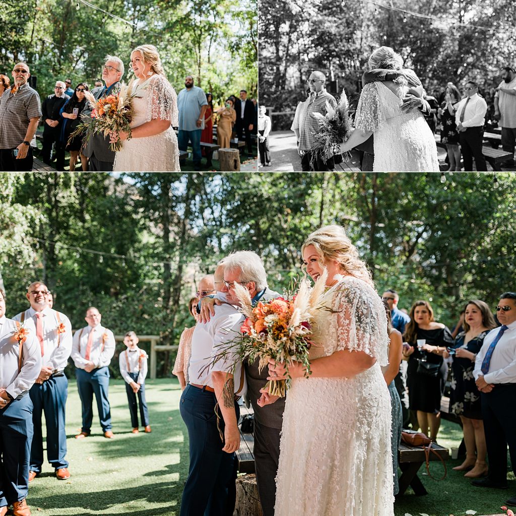 Bride walking up the aisle hidden acres