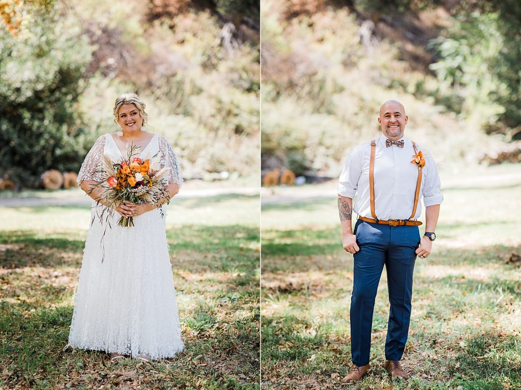 Bride and groom hidden acres fall wedding