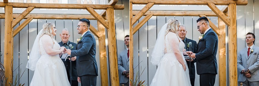 Rings at fall wedding at the homestead in oak glen