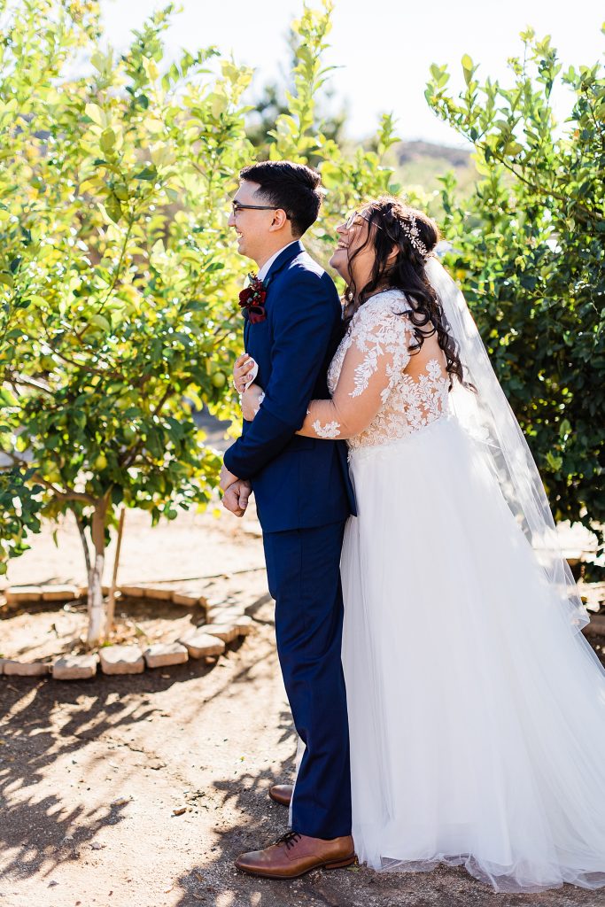 first look Nuevo ranch wedding