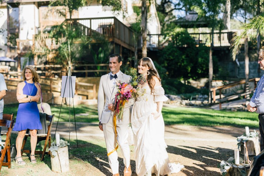 bride walking up the aisle at Temecula ranch wedding