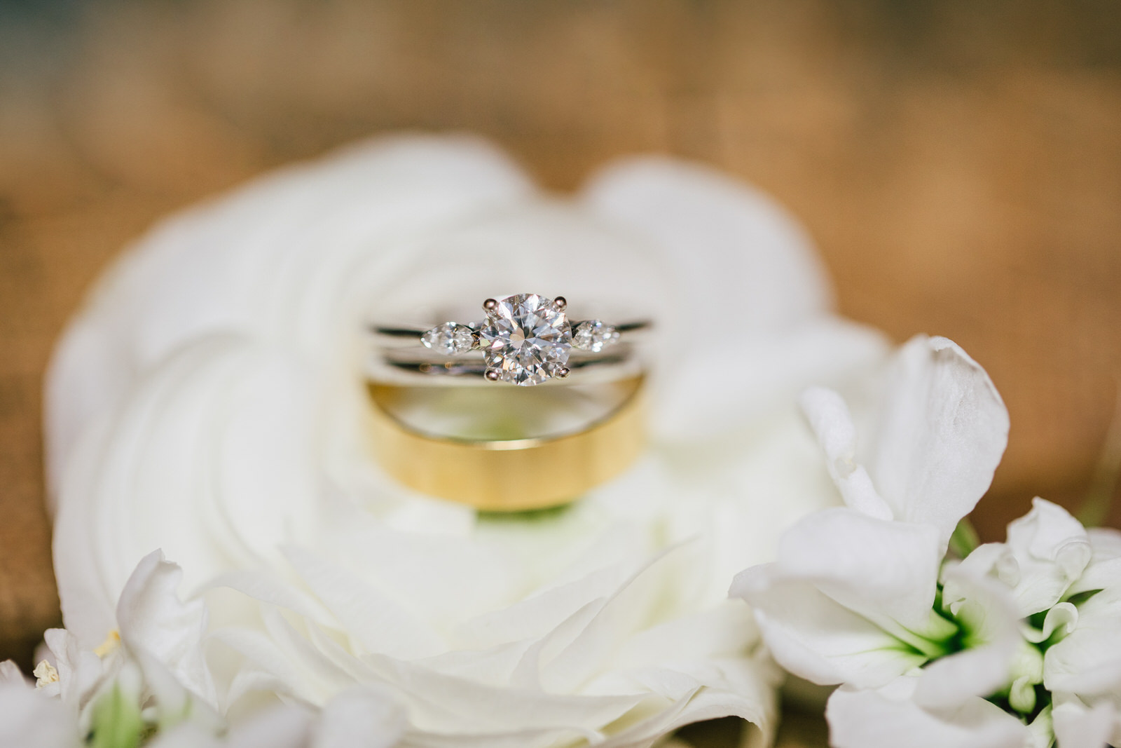 Wedding rings at Europa Village Wineries summer wedding