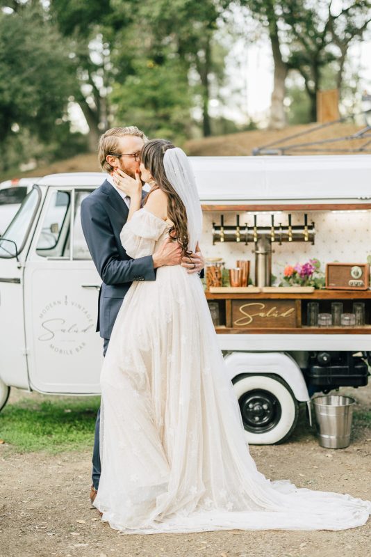 Vintage bus bar at wedding
