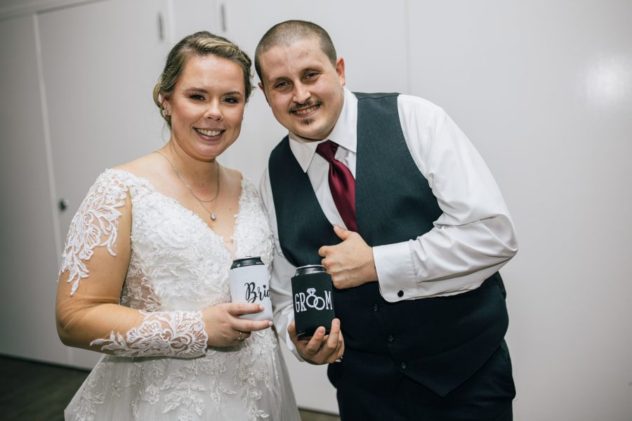 bride and groom at wedding reception