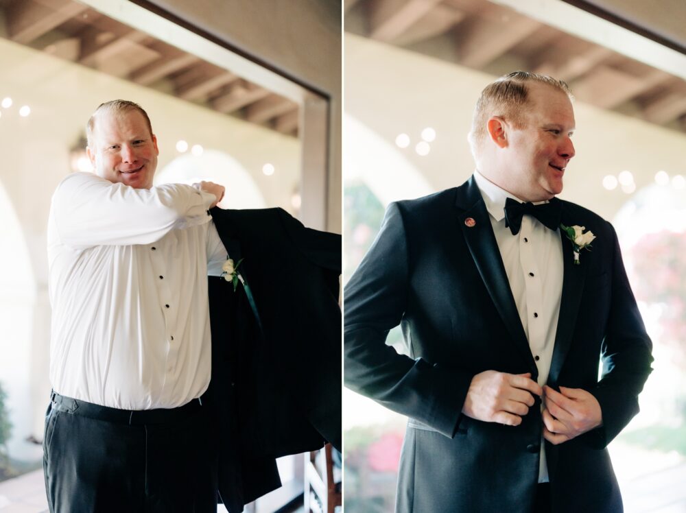 Groom getting ready