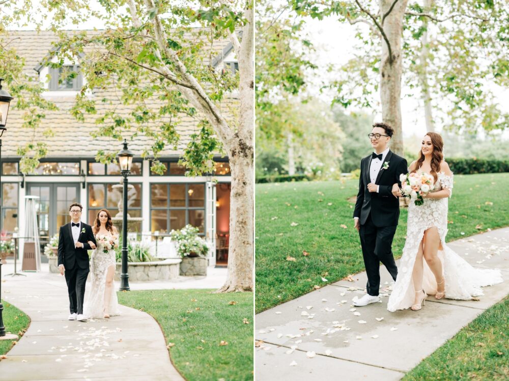 Bride walking up aisle with her son