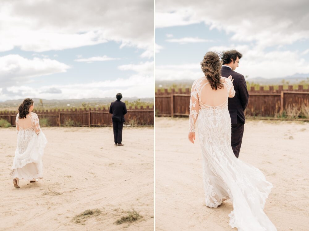 first look at Hicksville trailer palace wedding