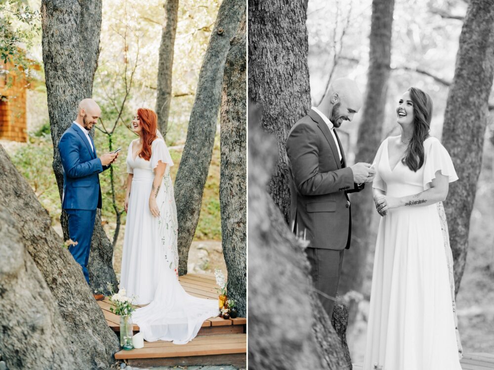 Vows at Idyllwild summer elopement
