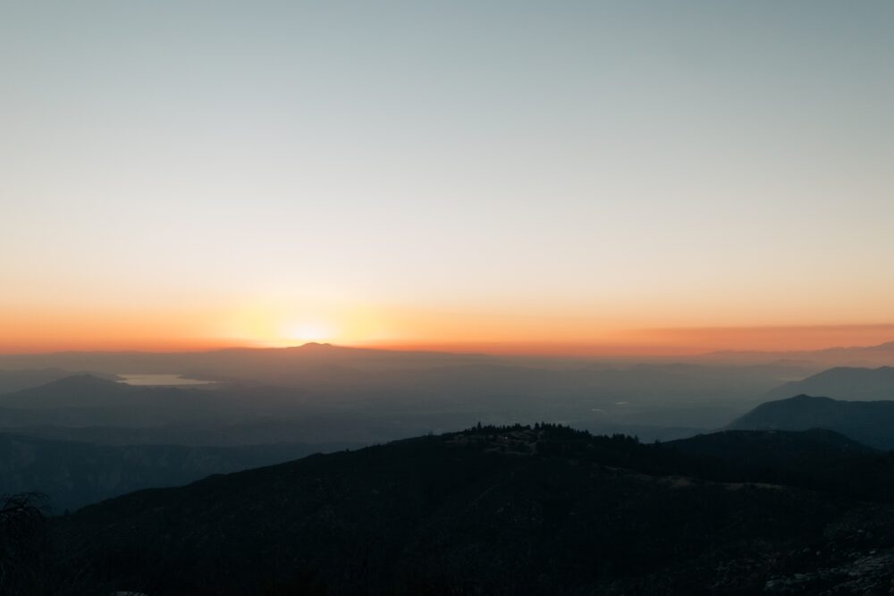 sunset at Idyllwild engagement 