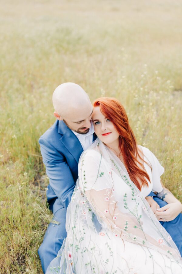Bride and groom at summer elopement in Idyllwild