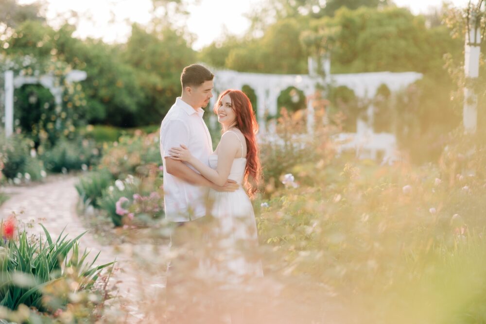 Los Angeles Arboretum rose garden engagement