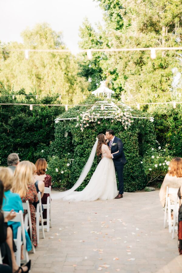 First kiss Fall wedding at Coto valley country club
