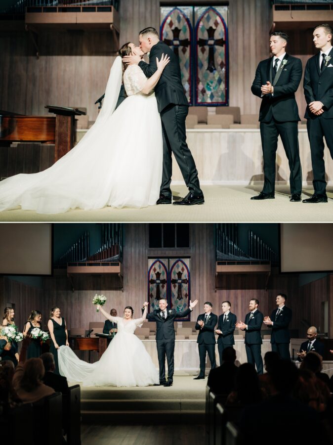 First Kiss at Covina church wedding