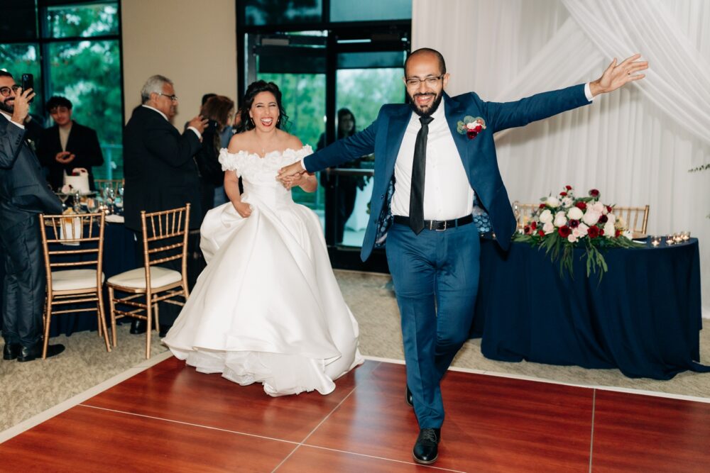 black and gold club wedding grand entrance