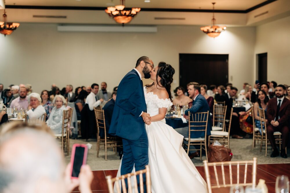 first dance at black and gold club wedding