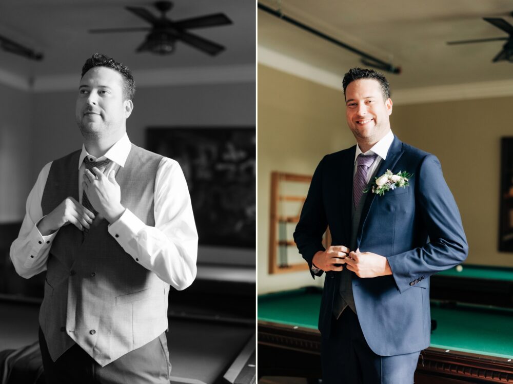 Groom getting ready at Coto Valley Country Club