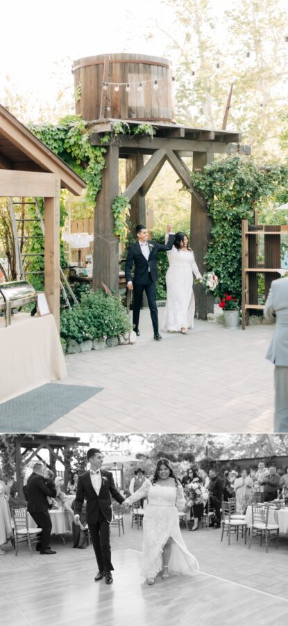Grand entrance at spring wedding at the homestead
