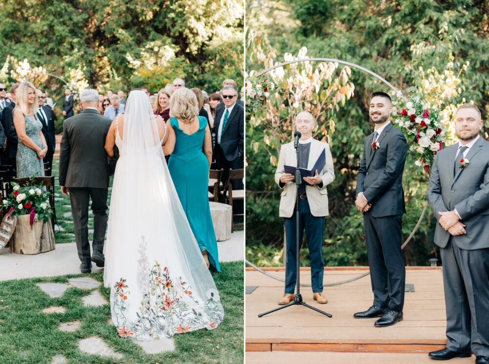 Groom seeing bride at Miller's Landing