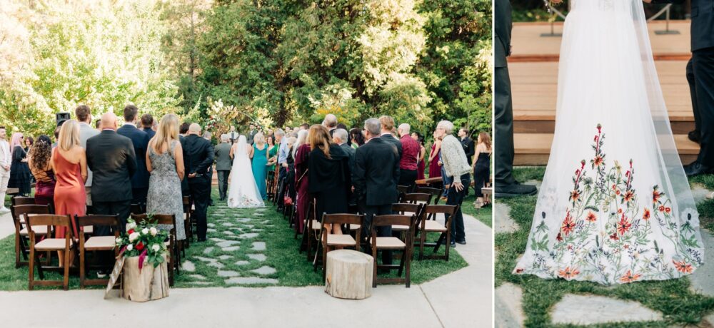 Bride walking up aisle at Miller's Landing