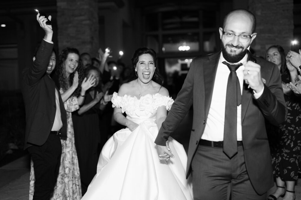 Black and gold spring wedding grand exit