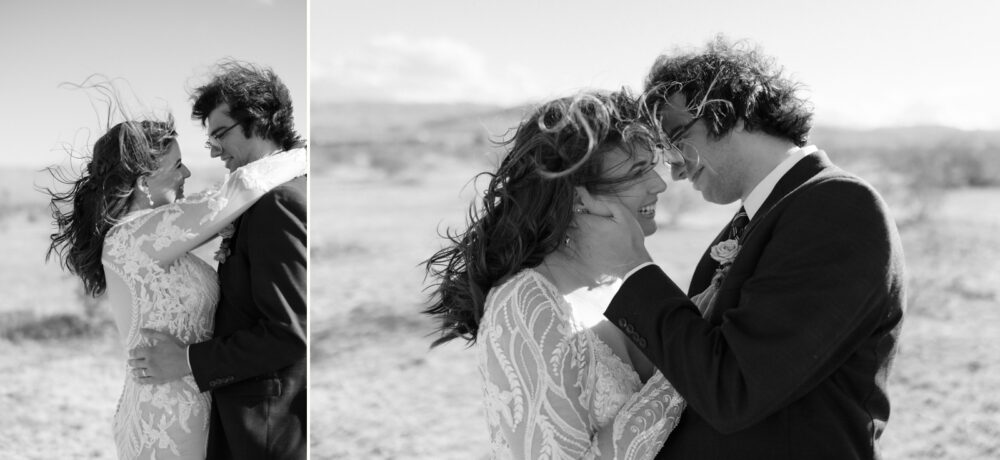 windy wedding in Joshua tree