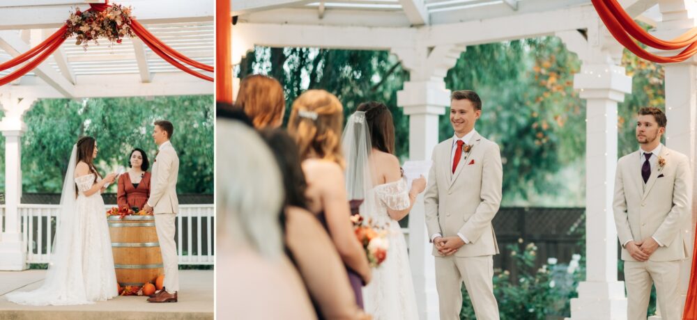bride and groom at the alter